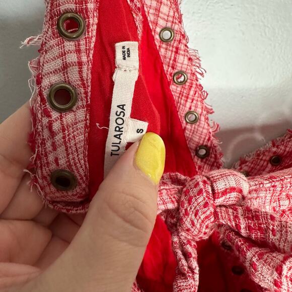 Revolve Tularosa Women's Red + White Amelia Tie Back V Neck Romper Size L - Picture 7 of 11